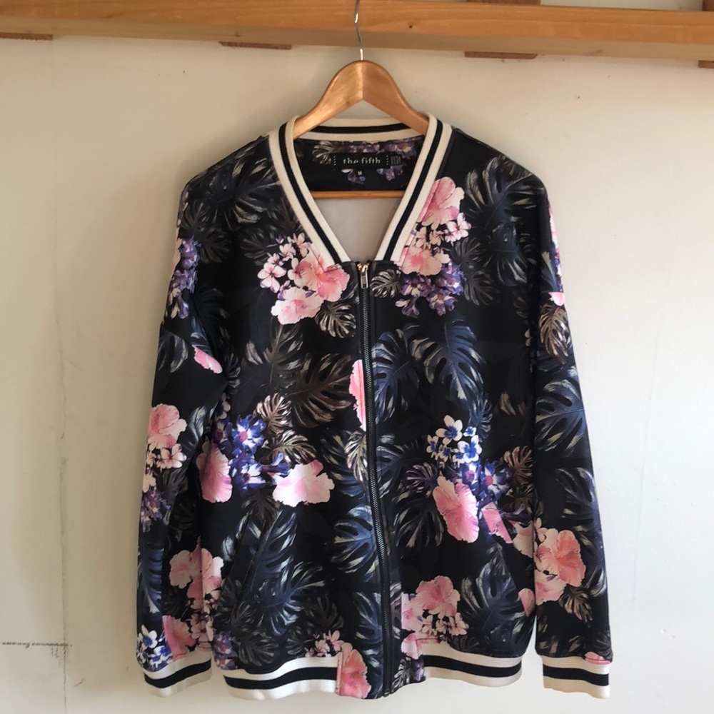 The Fifth Label Amber Girl Bomber Jacket in floral print.